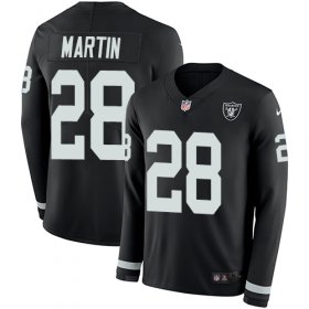 Wholesale Cheap Nike Raiders #28 Doug Martin Black Team Color Men\'s Stitched NFL Limited Therma Long Sleeve Jersey