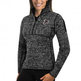 Wholesale Cheap Atlanta Falcons Antigua Women\'s Fortune Half-Zip Sweater Heather Black