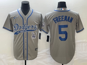 Wholesale Cheap Men's Los Angeles Dodgers #5 Freddie Freeman Grey Cool Base Stitched Baseball Jersey