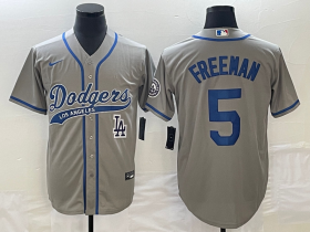 Wholesale Cheap Men\'s Los Angeles Dodgers #5 Freddie Freeman Grey Cool Base Stitched Baseball Jersey