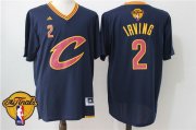 Wholesale Cheap Men's Cleveland Cavaliers Kyrie Irving #2 2016 The NBA Finals Patch New Navy Blue Short-Sleeved Jersey