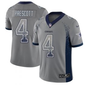 Wholesale Cheap Nike Cowboys #4 Dak Prescott Gray Men\'s Stitched NFL Limited Rush Drift Fashion Jersey