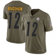 Wholesale Cheap Nike Steelers #12 Terry Bradshaw Olive Men's Stitched NFL Limited 2017 Salute to Service Jersey