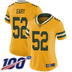 Wholesale Cheap Nike Packers #52 Rashan Gary Yellow Women\'s Stitched NFL Limited Rush 100th Season Jersey