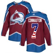 Wholesale Cheap Adidas Avalanche #7 Kevin Connauton Burgundy Home Authentic USA Flag Stitched NHL Jersey