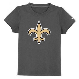 Wholesale Cheap New Orleans Saints Authentic Logo Youth T-Shirt Dark Grey
