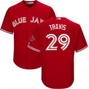 Wholesale Cheap Blue Jays #29 Devon Travis Red New Cool Base Canada Day Stitched MLB Jersey