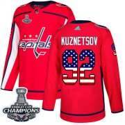 Wholesale Cheap Adidas Capitals #92 Evgeny Kuznetsov Red Home Authentic USA Flag Stanley Cup Final Champions Stitched Youth NHL Jersey