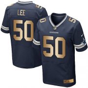 Wholesale Cheap Nike Cowboys #50 Sean Lee Navy Blue Team Color Men's Stitched NFL Elite Gold Jersey