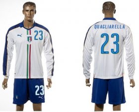 Wholesale Cheap Italy #23 Quagliarella White Away Long Sleeves Soccer Country Jersey