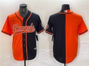 Cheap Men's Cincinnati Bengals Blank Black Orange Split With Patch Cool Base Baseball Stitched Jersey