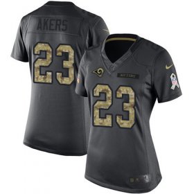 Wholesale Cheap Nike Rams #23 Cam Akers Black Women\'s Stitched NFL Limited 2016 Salute to Service Jersey