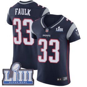 Wholesale Cheap Nike Patriots #33 Kevin Faulk Navy Blue Team Color Super Bowl LIII Bound Men\'s Stitched NFL Vapor Untouchable Elite Jersey