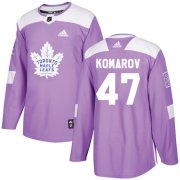 Wholesale Cheap Adidas Maple Leafs #47 Leo Komarov Purple Authentic Fights Cancer Stitched NHL Jersey