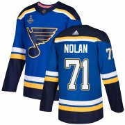 Wholesale Cheap Adidas Blues #71 Jordan Nolan Blue Home Authentic 2019 Stanley Cup Champions Stitched NHL Jersey