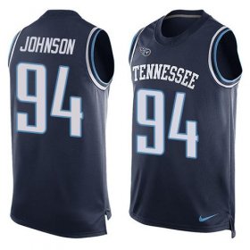 Wholesale Cheap Nike Titans #94 Austin Johnson Navy Blue Team Color Men\'s Stitched NFL Limited Tank Top Jersey