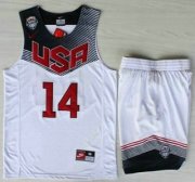 Wholesale Cheap 2014 USA Dream Team #14 Anthony Davis White Basketball Jersey Suits