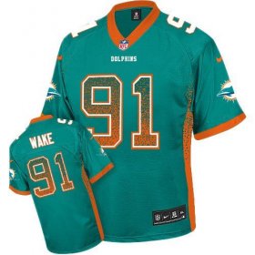 Wholesale Cheap Nike Dolphins #91 Cameron Wake Aqua Green Team Color Men\'s Stitched NFL Elite Drift Fashion Jersey
