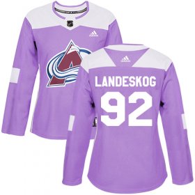 Wholesale Cheap Adidas Avalanche #92 Gabriel Landeskog Purple Authentic Fights Cancer Women\'s Stitched NHL Jersey