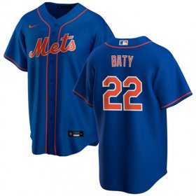 Cheap Men\'s New York Mets #22 Brett Baty Blue Cool Base Stitched Baseball Jersey