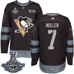 Wholesale Cheap Adidas Penguins #7 Joe Mullen Black 1917-2017 100th Anniversary Stanley Cup Finals Champions Stitched NHL Jersey