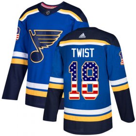 Wholesale Cheap Adidas Blues #18 Tony Twist Blue Home Authentic USA Flag Stitched NHL Jersey