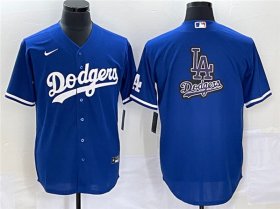 Wholesale Cheap Men\'s Los Angeles Dodgers Blue Team Big Logo Cool Base Stitched Baseball Jersey 1