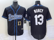 Wholesale Cheap Men's Los Angeles Dodgers #13 Max Muncy Number Black With Patch Cool Base Stitched Baseball Jersey