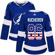 Wholesale Cheap Adidas Lightning #86 Nikita Kucherov Blue Home Authentic USA Flag Women's Stitched NHL Jersey