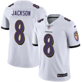 Wholesale Cheap Nike Ravens #8 Lamar Jackson White Men\'s Stitched NFL Vapor Untouchable Limited Jersey
