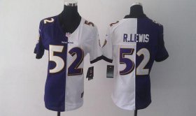 Wholesale Cheap Nike Ravens #52 Ray Lewis Purple/White Women\'s Stitched NFL Elite Split Jersey