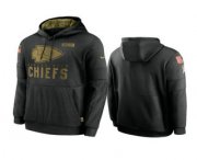 Wholesale Cheap Men's Kansas City Chiefs Black 2020 Salute to Service Sideline Performance Pullover Hoodie