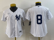 Cheap Women's New York Yankees #8 Yogi Berra White No Name Stitched Nike Cool Base Throwback Jersey