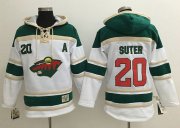 Wholesale Cheap Wild #20 Ryan Suter White Sawyer Hooded Sweatshirt Stitched NHL Jersey