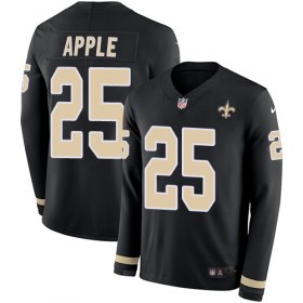 Wholesale Cheap Nike Saints #25 Eli Apple Black Team Color Men\'s Stitched NFL Limited Therma Long Sleeve Jersey