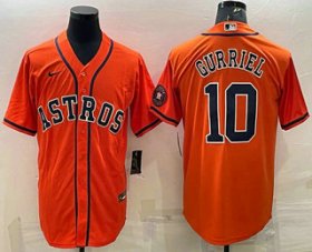Wholesale Cheap Men\'s Houston Astros #10 Yuli Gurriel Orange With Patch Stitched MLB Cool Base Nike Jersey