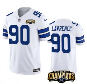 Cheap Men\'s Dallas Cowboys #90 DeMarcus Lawrence White 2023 F.U.S.E. NFC East Champions Patch Football Stitched Jersey