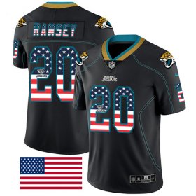 Wholesale Cheap Nike Jaguars #20 Jalen Ramsey Black Men\'s Stitched NFL Limited Rush USA Flag Jersey