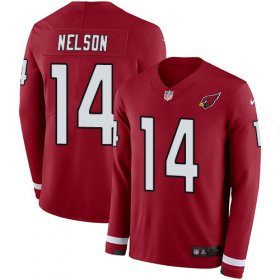Wholesale Cheap Nike Cardinals #14 J.J. Nelson Red Team Color Men\'s Stitched NFL Limited Therma Long Sleeve Jersey