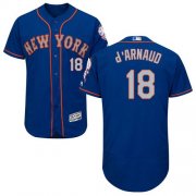 Wholesale Cheap Mets #18 Travis d'Arnaud Blue(Grey NO.) Flexbase Authentic Collection Stitched MLB Jersey