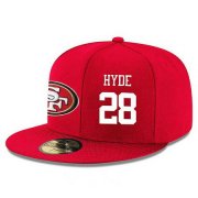 Wholesale Cheap San Francisco 49ers #28 Carlos Hyde Snapback Cap NFL Player Red with White Number Stitched Hat