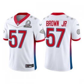 Wholesale Cheap Men\'s Kansas City Chiefs #57 Orlando Brown Jr. 2022 White AFC Pro Bowl Stitched Jersey