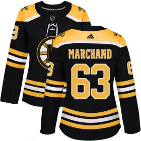 Wholesale Cheap Adidas Bruins #63 Brad Marchand Black Home Authentic Women\'s Stitched NHL Jersey