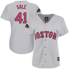 Wholesale Cheap Red Sox #41 Chris Sale Grey Road 2018 World Series Champions Women\'s Stitched MLB Jersey