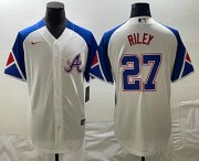 Cheap Men's Atlanta Braves #27 Austin Riley White 2023 City Connect Cool Base Stitched Jersey