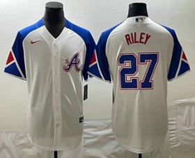 Cheap Men\'s Atlanta Braves #27 Austin Riley White 2023 City Connect Cool Base Stitched Jersey