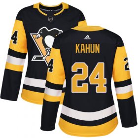 Wholesale Cheap Adidas Penguins #24 Dominik Kahun Black Home Authentic Women\'s Stitched NHL Jersey