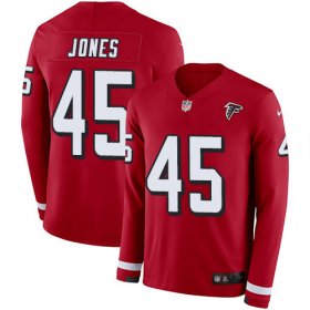 Wholesale Cheap Nike Falcons #45 Deion Jones Red Team Color Men\'s Stitched NFL Limited Therma Long Sleeve Jersey