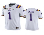 Wholesale Cheap Men's LSU Tigers #1 Ja'Marr Chase White 2020 National Championship Game Jersey
