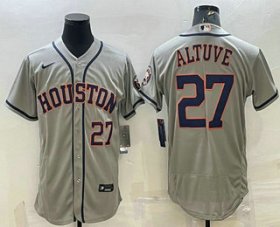 Wholesale Cheap Men\'s Houston Astros #27 Jose Altuve Number Grey Stitched MLB Flex Base Nike Jersey